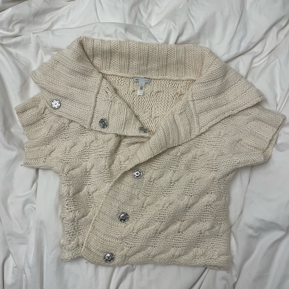 Gap Hand Knit Alpaca Cream Cable Knit Sweater
